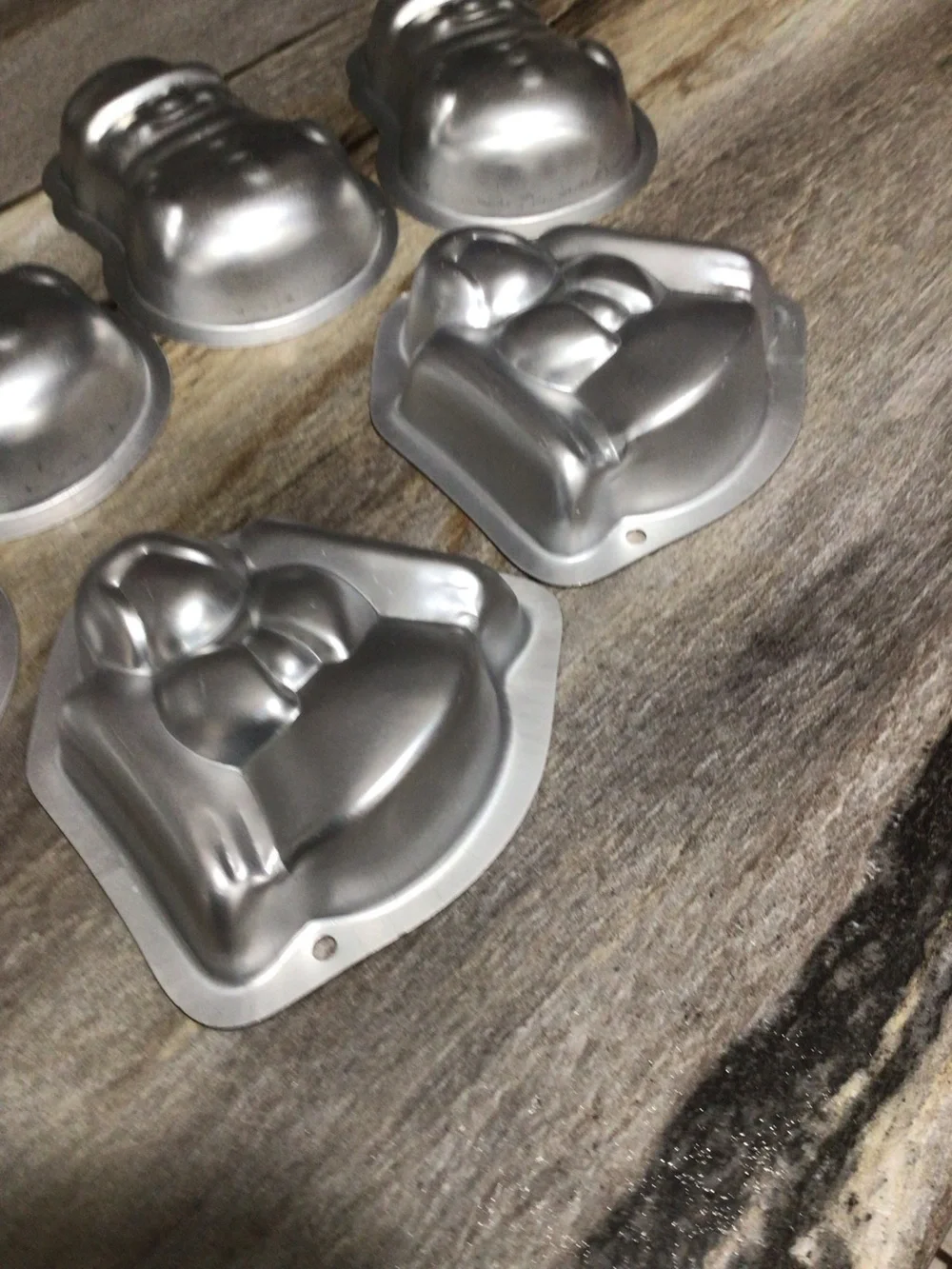 6pc Vintage Wilton Aluminum Christmas Jello Molds Angel Snowman Mini Cake Molds